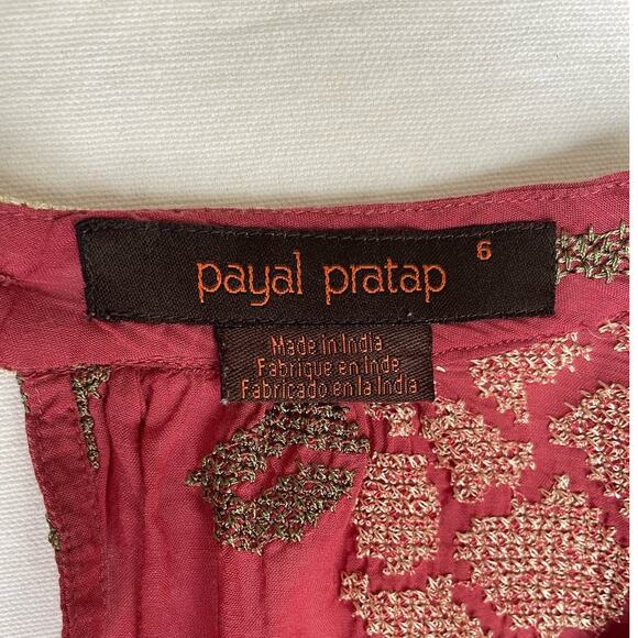 Payal Pratap Anthropologie Women's Boho Pink Top Size 6 M - Picture 7 of 10
